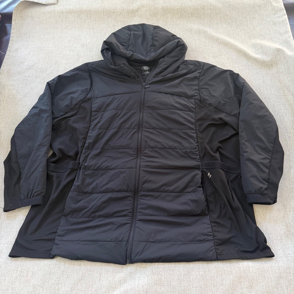 Happy Camper Torrid Black Hooded Quilted Hybrid Puffer Jacket Size 6X 43030295